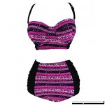Fanssie Elegant Retro Vintage Floral High Waisted Swimsuit Bathing Suit Hot Pink B01N12SI8T